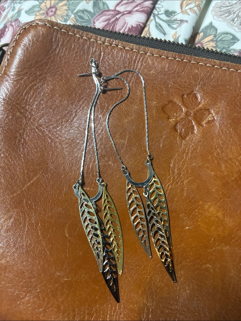 Silver-Tone Leaf Drop Threader Earrings - Women's Accessories